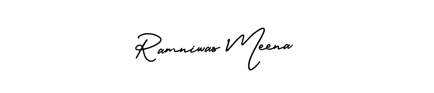 Ramniwas Meena stylish signature style. Best Handwritten Sign (AmerikaSignatureDemo-Regular) for my name. Handwritten Signature Collection Ideas for my name Ramniwas Meena. Ramniwas Meena signature style 3 images and pictures png