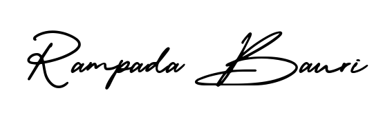 A modern signature idea for name Rampada Bauri using AmerikaSignatureDemo-Regular font. Clean strokes and elegant curves make it stand out instantly. Rampada Bauri signature style 3 images and pictures png