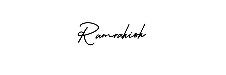 Similarly AmerikaSignatureDemo-Regular is the best handwritten signature design. Signature creator online .You can use it as an online autograph creator for name Ramrahish. Ramrahish signature style 3 images and pictures png