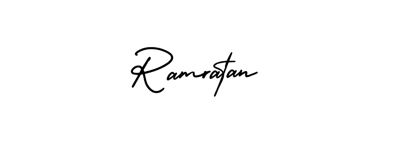 You should practise on your own different ways (AmerikaSignatureDemo-Regular) to write your name (Ramratan) in signature. don't let someone else do it for you. Ramratan signature style 3 images and pictures png