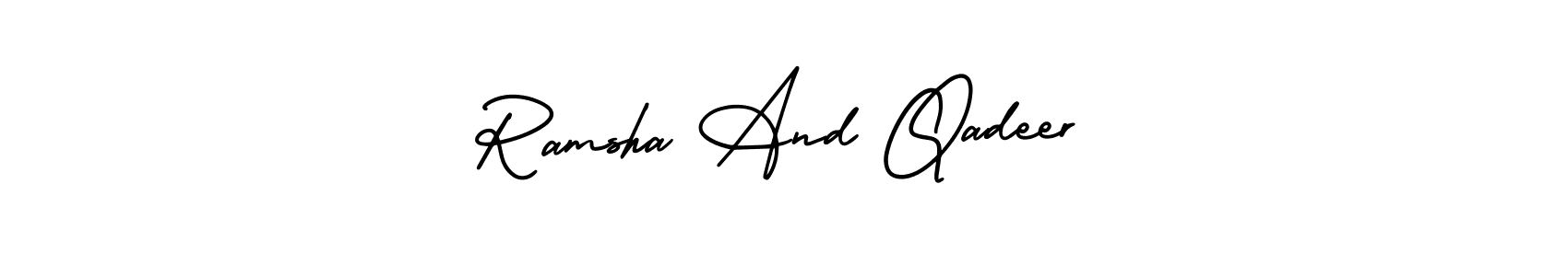 Ramsha And Qadeer stylish signature style. Best Handwritten Sign (AmerikaSignatureDemo-Regular) for my name. Handwritten Signature Collection Ideas for my name Ramsha And Qadeer. Ramsha And Qadeer signature style 3 images and pictures png