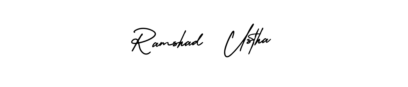 Similarly AmerikaSignatureDemo-Regular is the best handwritten signature design. Signature creator online .You can use it as an online autograph creator for name Ramshad  Ustha. Ramshad  Ustha signature style 3 images and pictures png