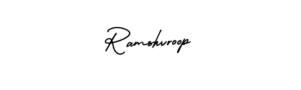 This is the best signature style for the Ramshvroop name. Also you like these signature font (AmerikaSignatureDemo-Regular). Mix name signature. Ramshvroop signature style 3 images and pictures png