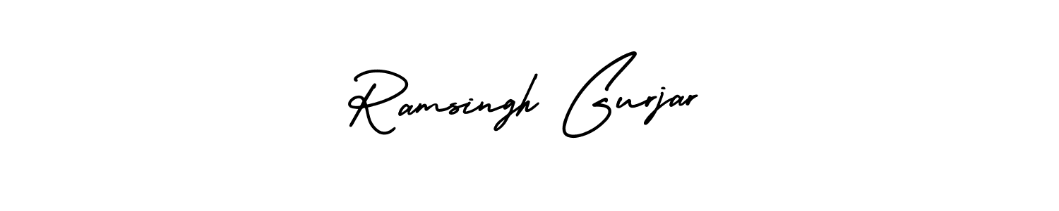 This is the best signature style for the Ramsingh Gurjar name. Also you like these signature font (AmerikaSignatureDemo-Regular). Mix name signature. Ramsingh Gurjar signature style 3 images and pictures png