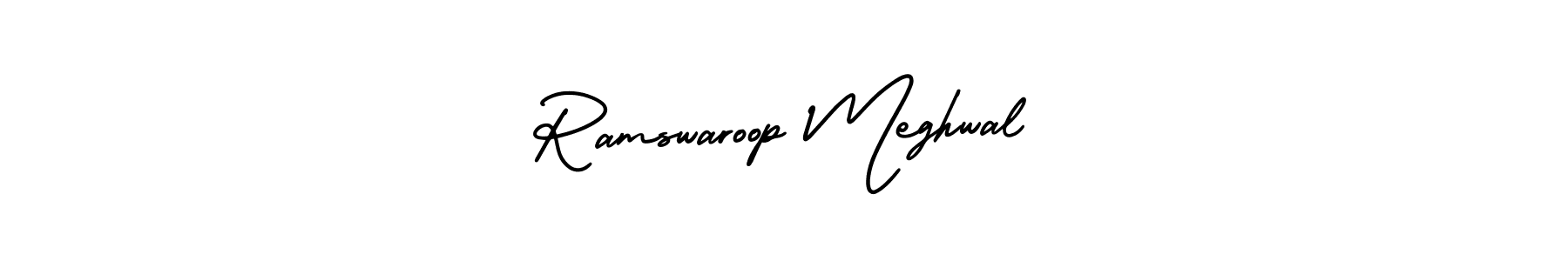 if you are searching for the best signature style for your name Ramswaroop Meghwal. so please give up your signature search. here we have designed multiple signature styles  using AmerikaSignatureDemo-Regular. Ramswaroop Meghwal signature style 3 images and pictures png