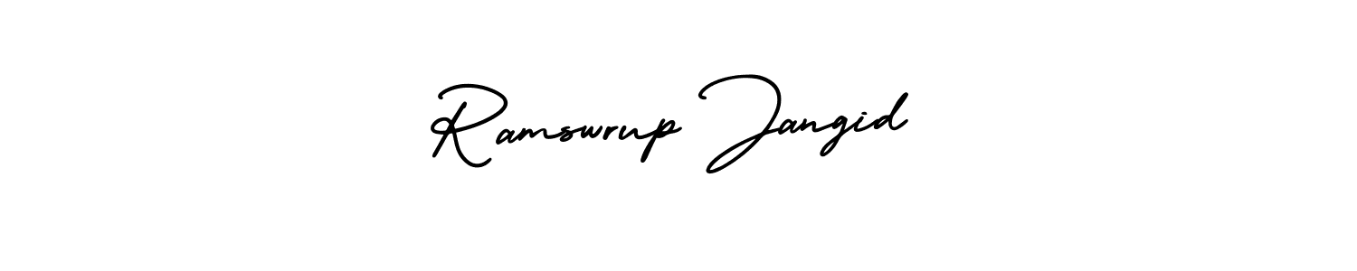 This is the best signature style for the Ramswrup Jangid name. Also you like these signature font (AmerikaSignatureDemo-Regular). Mix name signature. Ramswrup Jangid signature style 3 images and pictures png