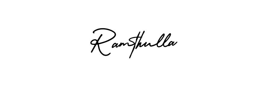 The best way (AmerikaSignatureDemo-Regular) to make a short signature is to pick only two or three words in your name. The name Ramthulla include a total of six letters. For converting this name. Ramthulla signature style 3 images and pictures png