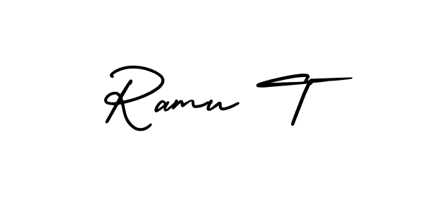 How to make Ramu T name signature. Use AmerikaSignatureDemo-Regular style for creating short signs online. This is the latest handwritten sign. Ramu T signature style 3 images and pictures png