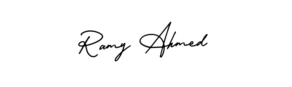 How to Draw Ramy Ahmed signature style? AmerikaSignatureDemo-Regular is a latest design signature styles for name Ramy Ahmed. Ramy Ahmed signature style 3 images and pictures png