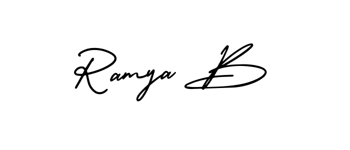How to make Ramya B name signature. Use AmerikaSignatureDemo-Regular style for creating short signs online. This is the latest handwritten sign. Ramya B signature style 3 images and pictures png
