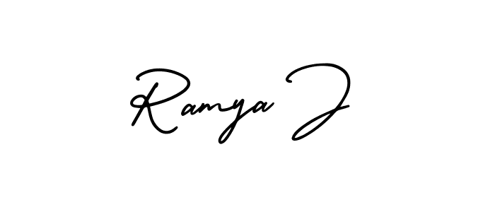 How to make Ramya J signature? AmerikaSignatureDemo-Regular is a professional autograph style. Create handwritten signature for Ramya J name. Ramya J signature style 3 images and pictures png