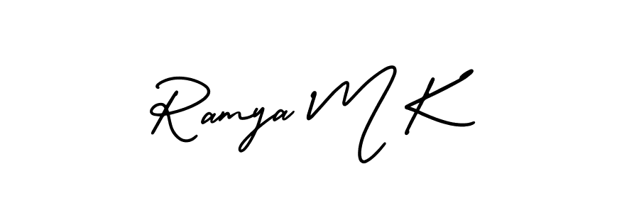 How to make Ramya M K signature? AmerikaSignatureDemo-Regular is a professional autograph style. Create handwritten signature for Ramya M K name. Ramya M K signature style 3 images and pictures png