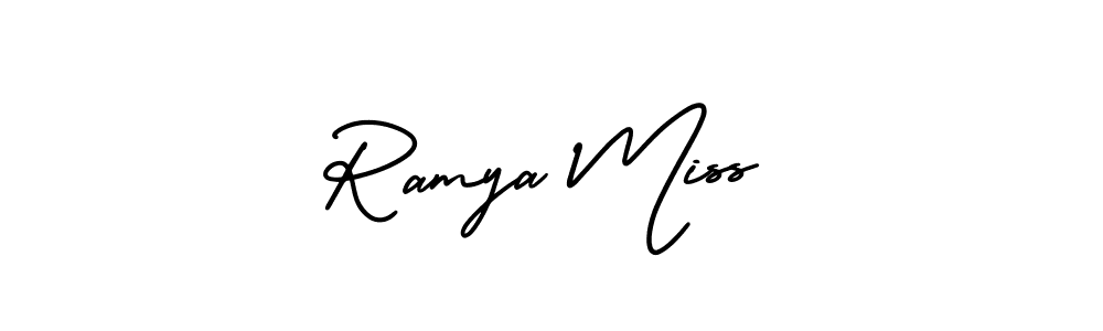 AmerikaSignatureDemo-Regular is a professional signature style that is perfect for those who want to add a touch of class to their signature. It is also a great choice for those who want to make their signature more unique. Get Ramya Miss name to fancy signature for free. Ramya Miss signature style 3 images and pictures png