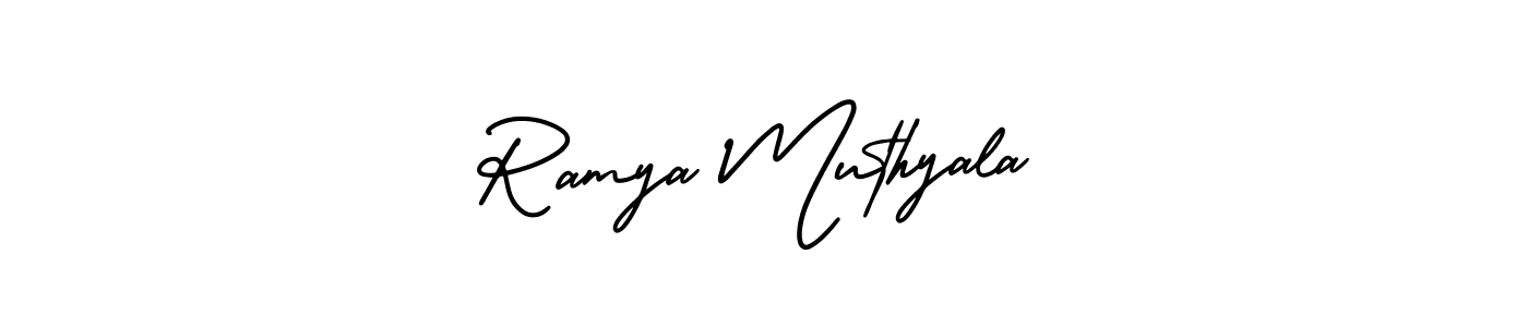 How to make Ramya Muthyala signature? AmerikaSignatureDemo-Regular is a professional autograph style. Create handwritten signature for Ramya Muthyala name. Ramya Muthyala signature style 3 images and pictures png