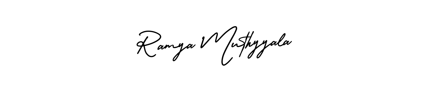 Also You can easily find your signature by using the search form. We will create Ramya Muthyyala name handwritten signature images for you free of cost using AmerikaSignatureDemo-Regular sign style. Ramya Muthyyala signature style 3 images and pictures png