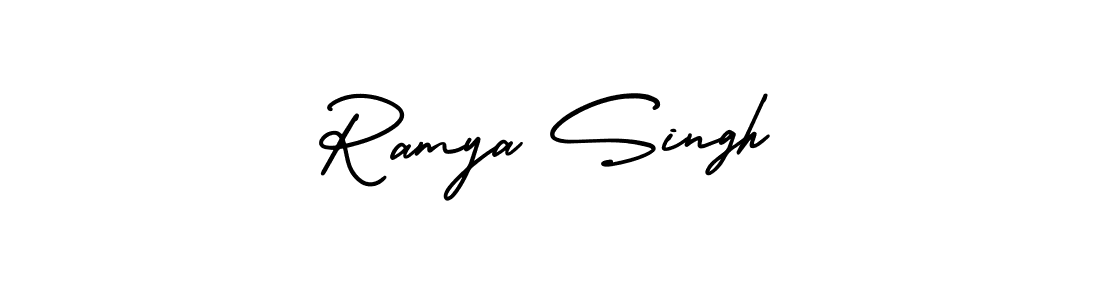 You should practise on your own different ways (AmerikaSignatureDemo-Regular) to write your name (Ramya Singh) in signature. don't let someone else do it for you. Ramya Singh signature style 3 images and pictures png