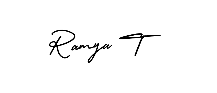 Make a short Ramya T signature style. Manage your documents anywhere anytime using AmerikaSignatureDemo-Regular. Create and add eSignatures, submit forms, share and send files easily. Ramya T signature style 3 images and pictures png