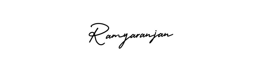 The best way (AmerikaSignatureDemo-Regular) to make a short signature is to pick only two or three words in your name. The name Ramyaranjan include a total of six letters. For converting this name. Ramyaranjan signature style 3 images and pictures png