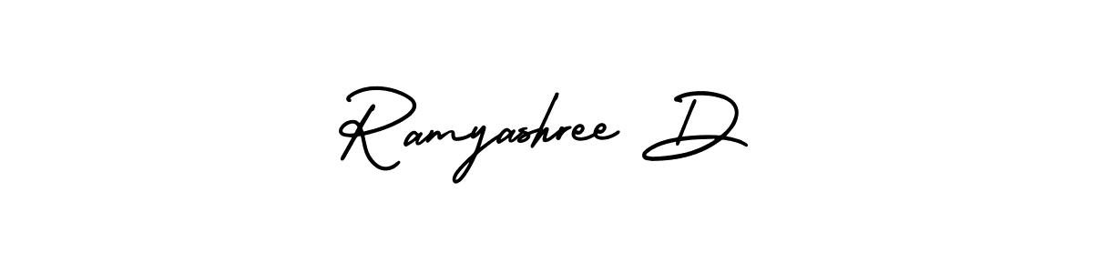 How to make Ramyashree D name signature. Use AmerikaSignatureDemo-Regular style for creating short signs online. This is the latest handwritten sign. Ramyashree D signature style 3 images and pictures png