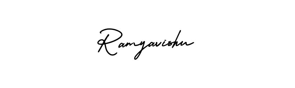 How to make Ramyavishu signature? AmerikaSignatureDemo-Regular is a professional autograph style. Create handwritten signature for Ramyavishu name. Ramyavishu signature style 3 images and pictures png