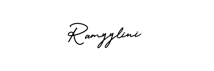 The best way (AmerikaSignatureDemo-Regular) to make a short signature is to pick only two or three words in your name. The name Ramyylini include a total of six letters. For converting this name. Ramyylini signature style 3 images and pictures png