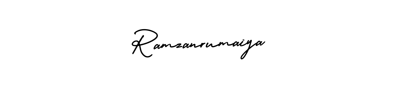 This is the best signature style for the Ramzanrumaiya name. Also you like these signature font (AmerikaSignatureDemo-Regular). Mix name signature. Ramzanrumaiya signature style 3 images and pictures png