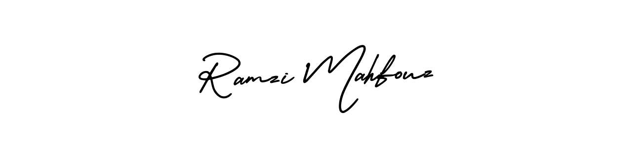 The best way (AmerikaSignatureDemo-Regular) to make a short signature is to pick only two or three words in your name. The name Ramzi Mahfouz include a total of six letters. For converting this name. Ramzi Mahfouz signature style 3 images and pictures png