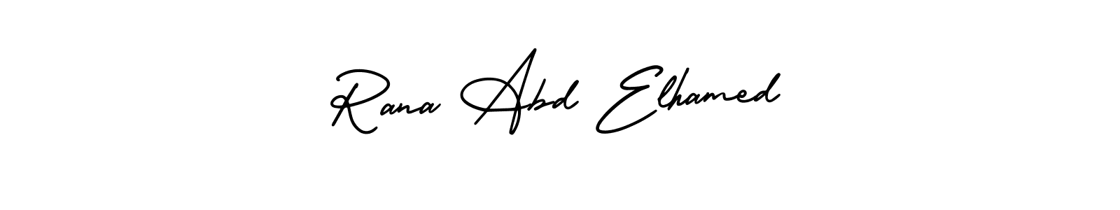 This is the best signature style for the Rana Abd Elhamed name. Also you like these signature font (AmerikaSignatureDemo-Regular). Mix name signature. Rana Abd Elhamed signature style 3 images and pictures png