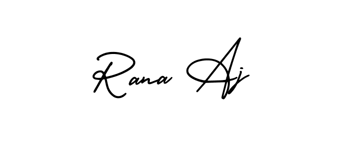 Similarly AmerikaSignatureDemo-Regular is the best handwritten signature design. Signature creator online .You can use it as an online autograph creator for name Rana Aj. Rana Aj signature style 3 images and pictures png