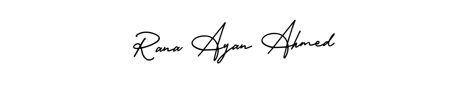It looks lik you need a new signature style for name Rana Ayan Ahmed. Design unique handwritten (AmerikaSignatureDemo-Regular) signature with our free signature maker in just a few clicks. Rana Ayan Ahmed signature style 3 images and pictures png