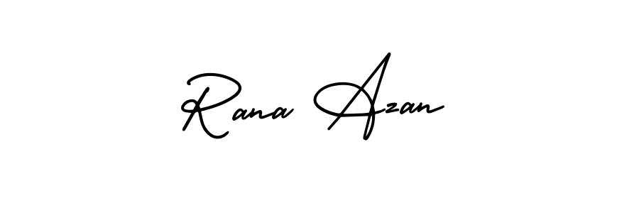 The best way (AmerikaSignatureDemo-Regular) to make a short signature is to pick only two or three words in your name. The name Rana Azan include a total of six letters. For converting this name. Rana Azan signature style 3 images and pictures png