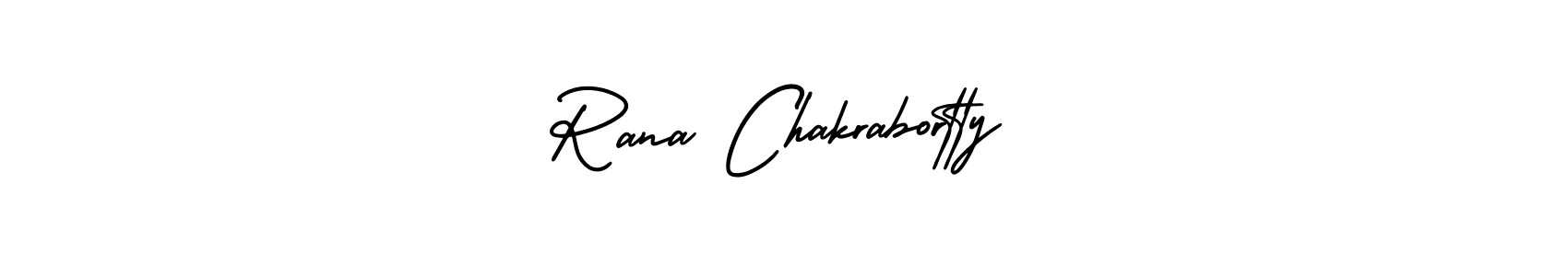 You should practise on your own different ways (AmerikaSignatureDemo-Regular) to write your name (Rana Chakrabortty) in signature. don't let someone else do it for you. Rana Chakrabortty signature style 3 images and pictures png