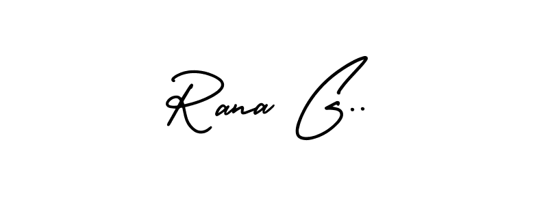 The best way (AmerikaSignatureDemo-Regular) to make a short signature is to pick only two or three words in your name. The name Rana G.. include a total of six letters. For converting this name. Rana G.. signature style 3 images and pictures png