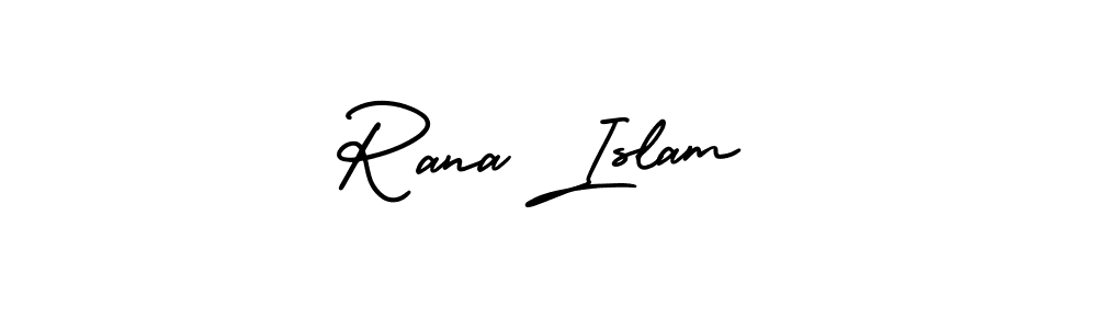 You should practise on your own different ways (AmerikaSignatureDemo-Regular) to write your name (Rana Islam) in signature. don't let someone else do it for you. Rana Islam signature style 3 images and pictures png