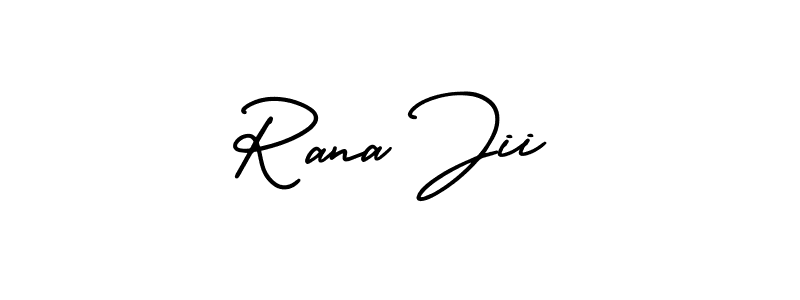 The best way (AmerikaSignatureDemo-Regular) to make a short signature is to pick only two or three words in your name. The name Rana Jii include a total of six letters. For converting this name. Rana Jii signature style 3 images and pictures png