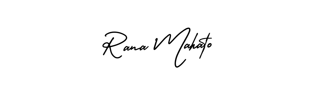 You should practise on your own different ways (AmerikaSignatureDemo-Regular) to write your name (Rana Mahato) in signature. don't let someone else do it for you. Rana Mahato signature style 3 images and pictures png