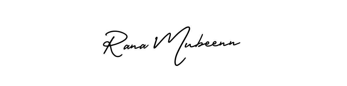 The best way (AmerikaSignatureDemo-Regular) to make a short signature is to pick only two or three words in your name. The name Rana Mubeenn include a total of six letters. For converting this name. Rana Mubeenn signature style 3 images and pictures png