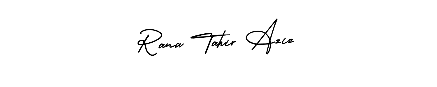 The best way (AmerikaSignatureDemo-Regular) to make a short signature is to pick only two or three words in your name. The name Rana Tahir Aziz include a total of six letters. For converting this name. Rana Tahir Aziz signature style 3 images and pictures png