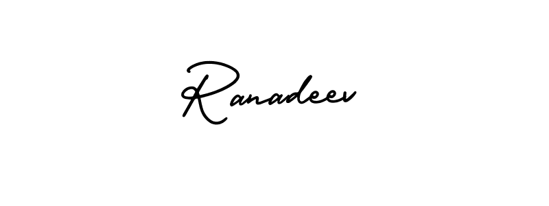 The best way (AmerikaSignatureDemo-Regular) to make a short signature is to pick only two or three words in your name. The name Ranadeev include a total of six letters. For converting this name. Ranadeev signature style 3 images and pictures png