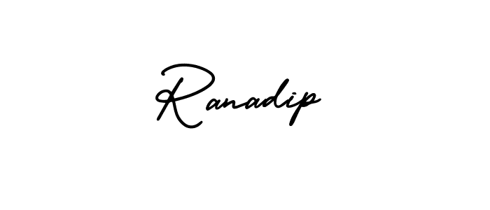 You should practise on your own different ways (AmerikaSignatureDemo-Regular) to write your name (Ranadip) in signature. don't let someone else do it for you. Ranadip signature style 3 images and pictures png