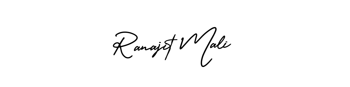 The best way (AmerikaSignatureDemo-Regular) to make a short signature is to pick only two or three words in your name. The name Ranajit Mali include a total of six letters. For converting this name. Ranajit Mali signature style 3 images and pictures png