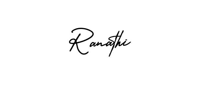 The best way (AmerikaSignatureDemo-Regular) to make a short signature is to pick only two or three words in your name. The name Ranathi include a total of six letters. For converting this name. Ranathi signature style 3 images and pictures png