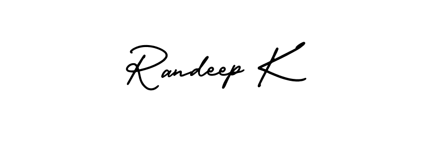 Use a signature maker to create a handwritten signature online. With this signature software, you can design (AmerikaSignatureDemo-Regular) your own signature for name Randeep K. Randeep K signature style 3 images and pictures png