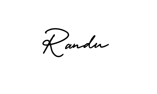 Randu stylish signature style. Best Handwritten Sign (AmerikaSignatureDemo-Regular) for my name. Handwritten Signature Collection Ideas for my name Randu. Randu signature style 3 images and pictures png