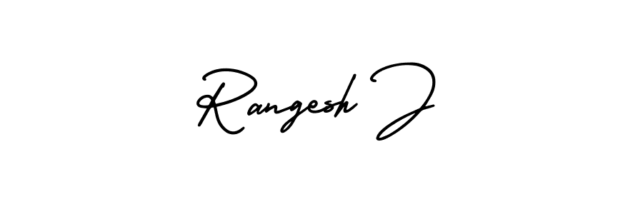 Use a signature maker to create a handwritten signature online. With this signature software, you can design (AmerikaSignatureDemo-Regular) your own signature for name Rangesh J. Rangesh J signature style 3 images and pictures png