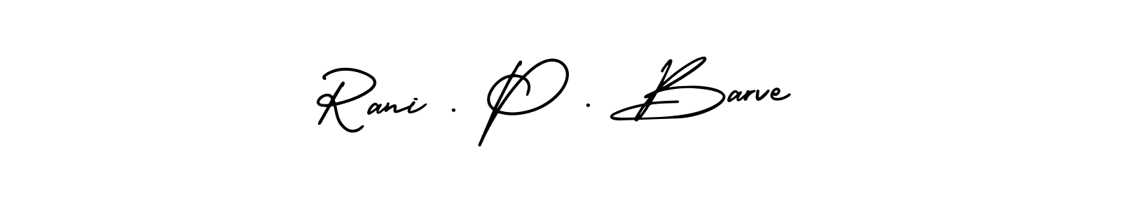 if you are searching for the best signature style for your name Rani . P . Barve. so please give up your signature search. here we have designed multiple signature styles  using AmerikaSignatureDemo-Regular. Rani . P . Barve signature style 3 images and pictures png