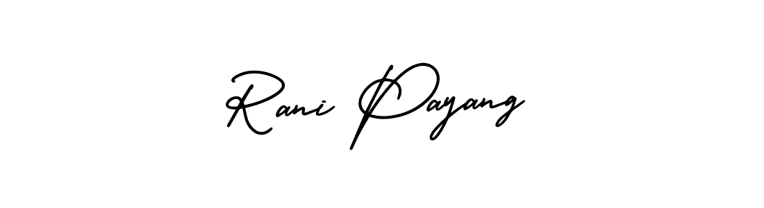 Similarly AmerikaSignatureDemo-Regular is the best handwritten signature design. Signature creator online .You can use it as an online autograph creator for name Rani Payang. Rani Payang signature style 3 images and pictures png