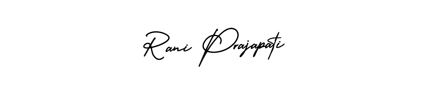 The best way (AmerikaSignatureDemo-Regular) to make a short signature is to pick only two or three words in your name. The name Rani Prajapati include a total of six letters. For converting this name. Rani Prajapati signature style 3 images and pictures png