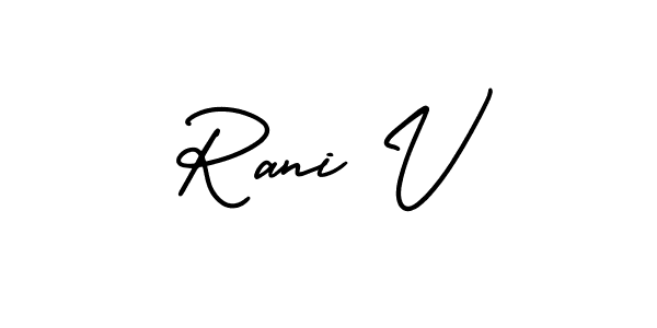 AmerikaSignatureDemo-Regular is a professional signature style that is perfect for those who want to add a touch of class to their signature. It is also a great choice for those who want to make their signature more unique. Get Rani V name to fancy signature for free. Rani V signature style 3 images and pictures png