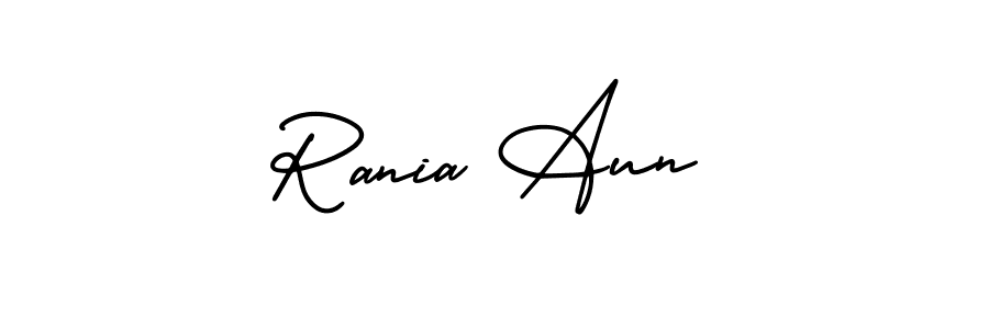 The best way (AmerikaSignatureDemo-Regular) to make a short signature is to pick only two or three words in your name. The name Rania Aun include a total of six letters. For converting this name. Rania Aun signature style 3 images and pictures png